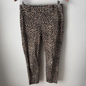 J Crew Winnie Pant Leopard‎ Ankle Side Zip Stretch Size 2 Womens Pants